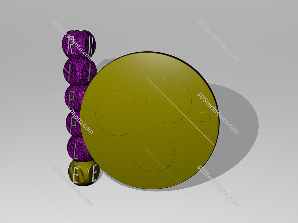 ripple 3D icon and dice letter text