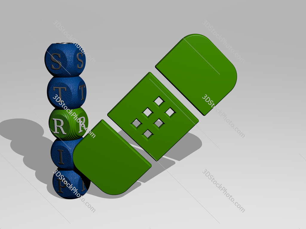 strip 3D icon and dice letter text