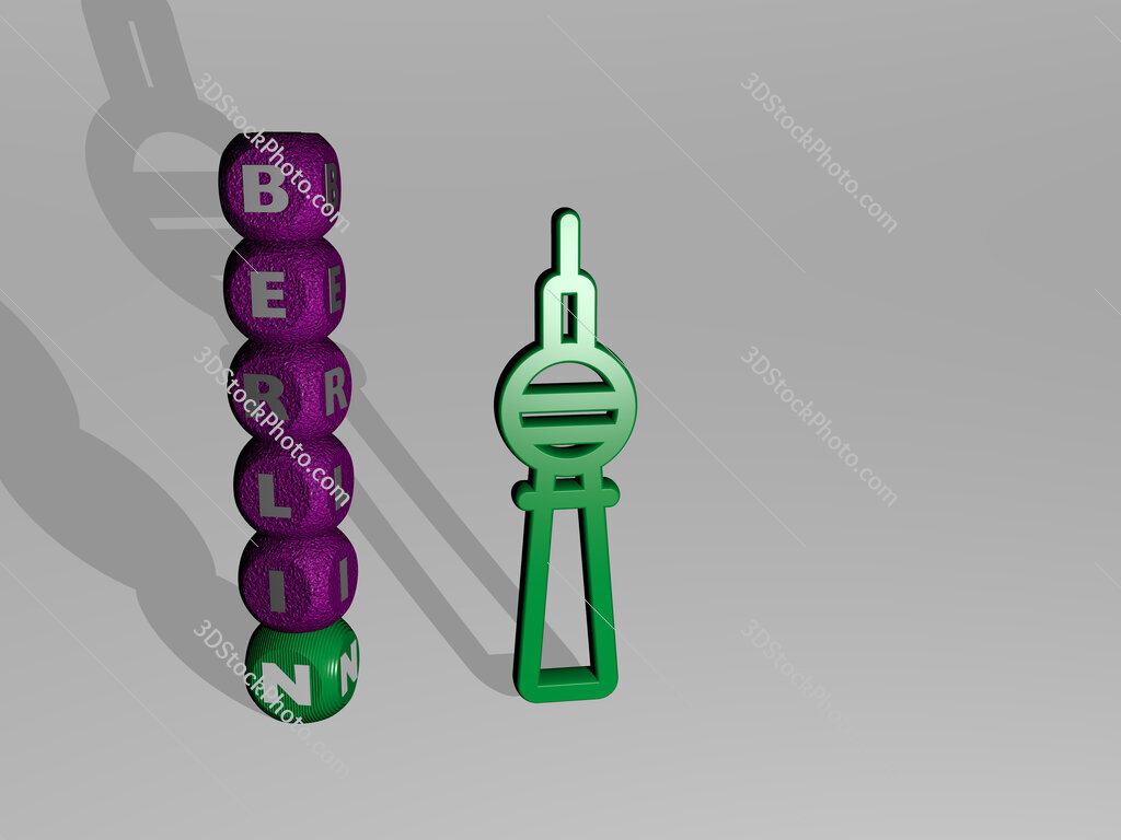 berlin 3D icon and dice letter text