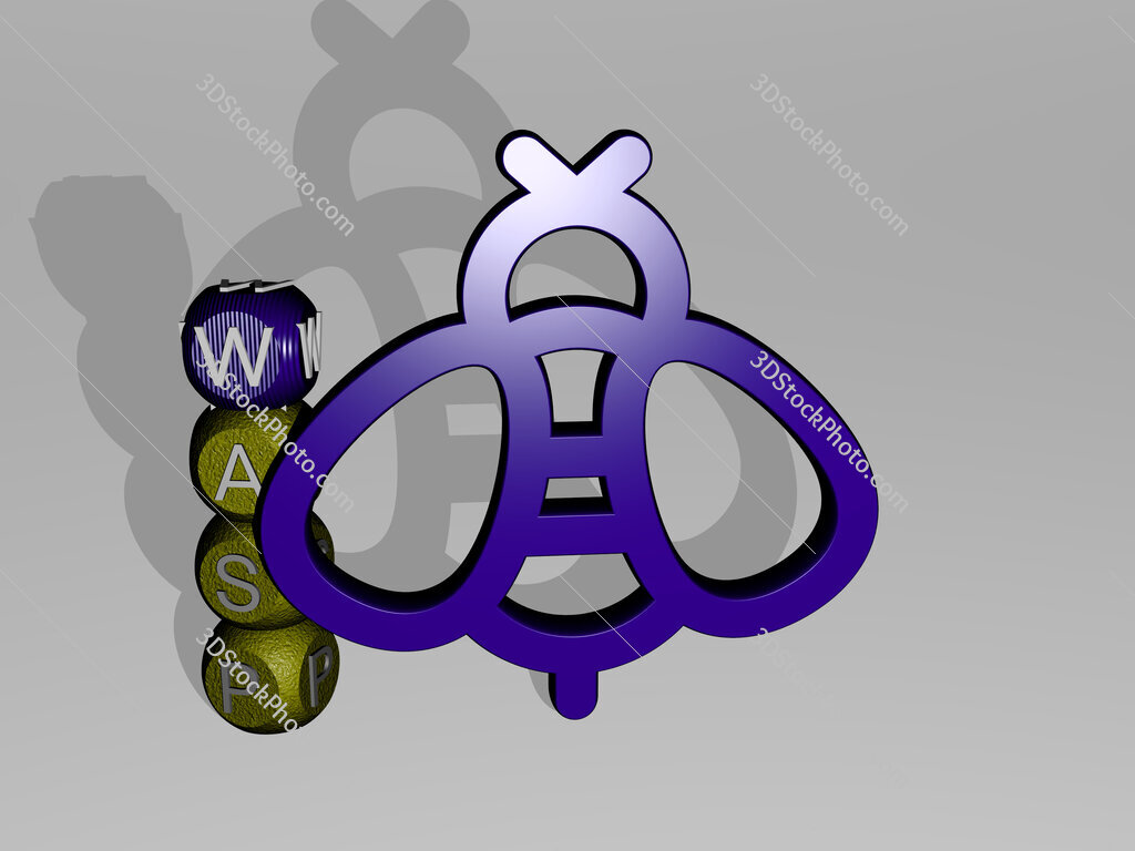 wasp 3D icon and dice letter text