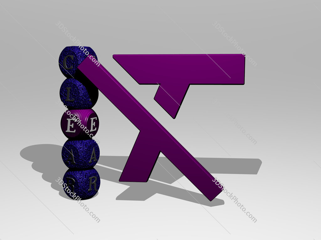 clear 3D icon and dice letter text