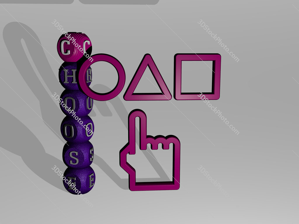choose 3D icon and dice letter text