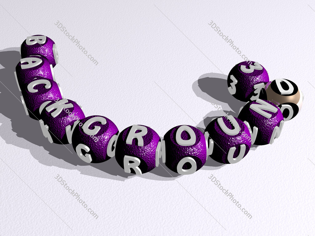 background 3d curved crossword of cubic dice letters