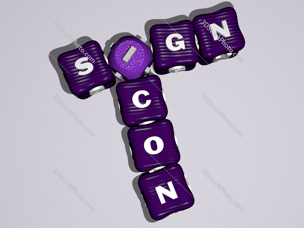 sign icon crossword of colorful cubic letters