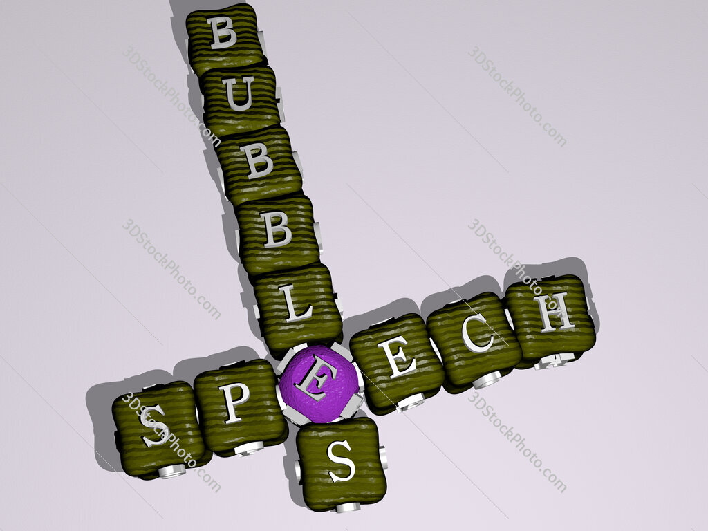speech bubbles crossword of colorful cubic letters