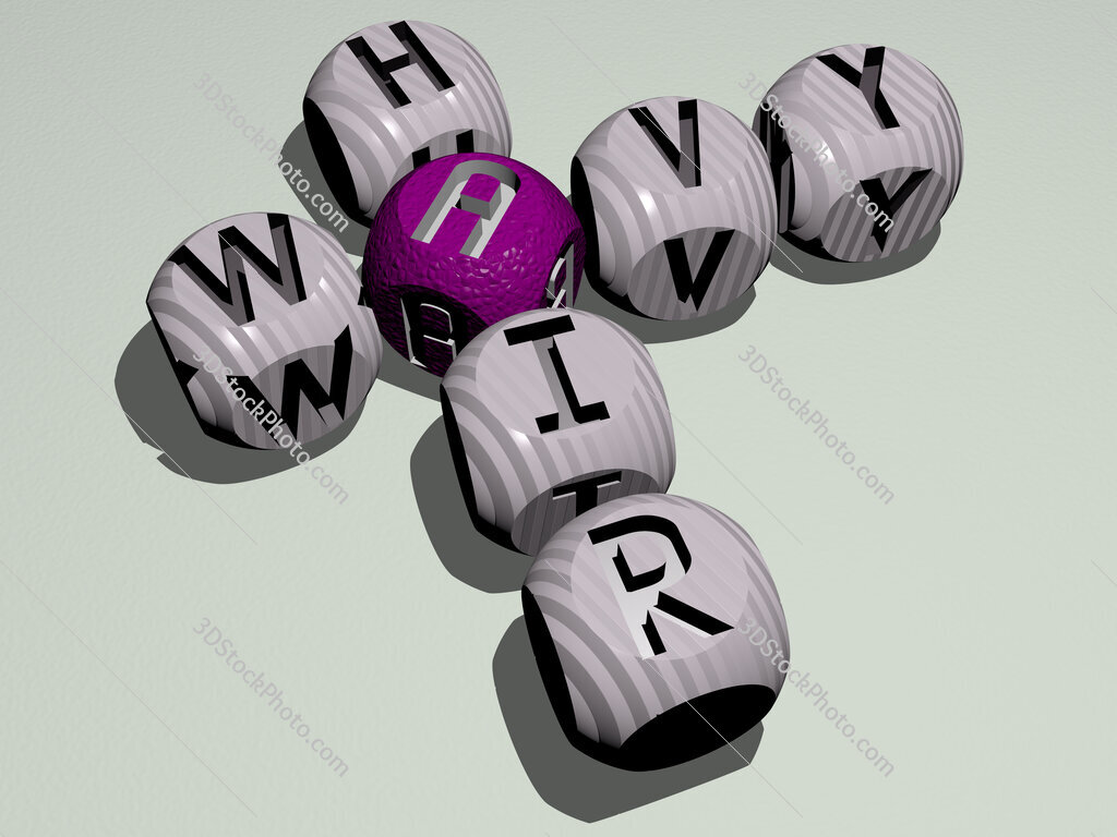 wavy hair crossword of dice letters in color