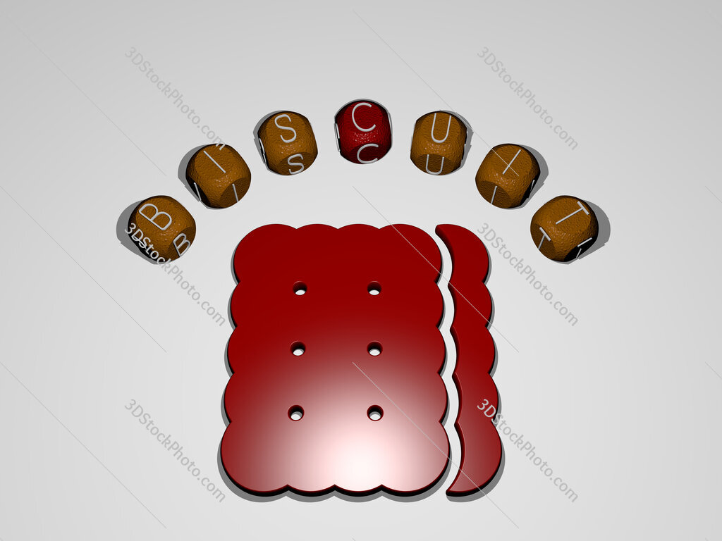biscuit icon surrounded by the text of individual letters