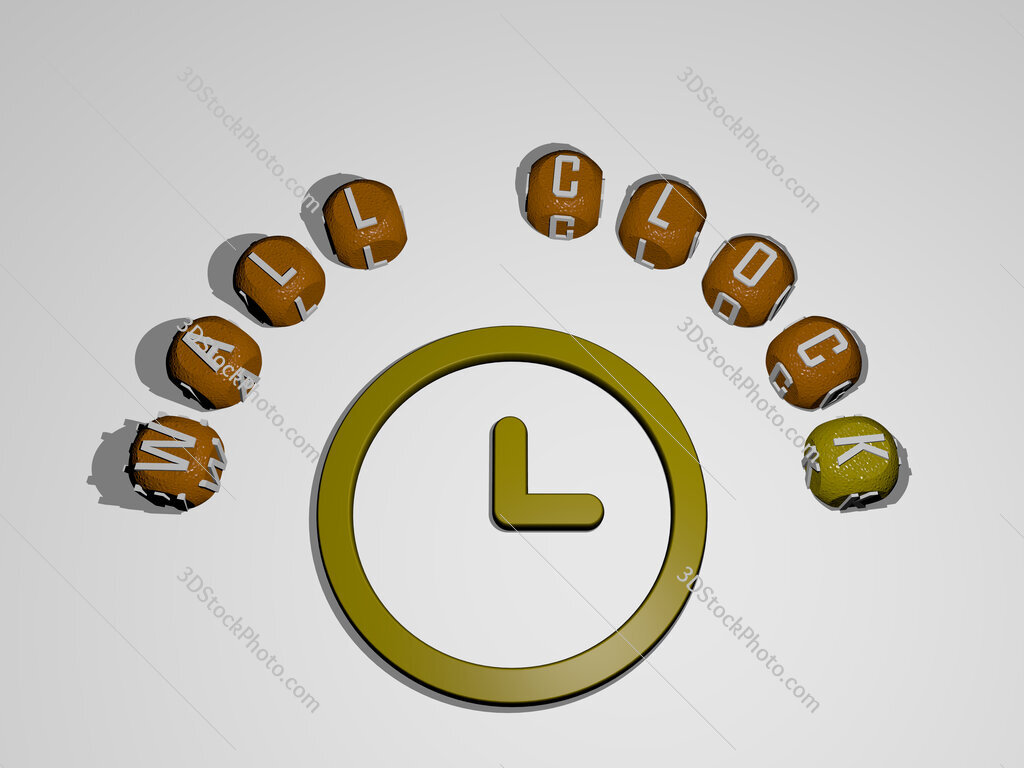wall-clock icon surrounded by the text of individual letters