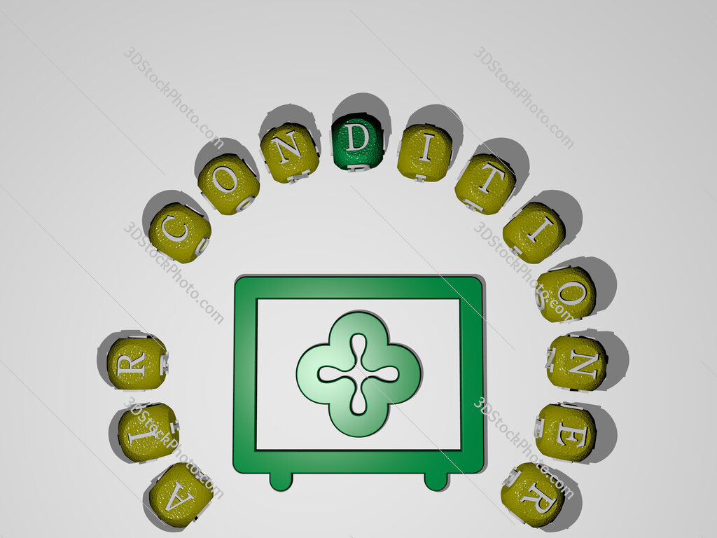 air-conditioner icon surrounded by the text of individual letters