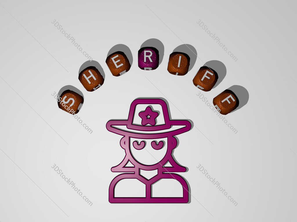 sheriff icon surrounded by the text of individual letters