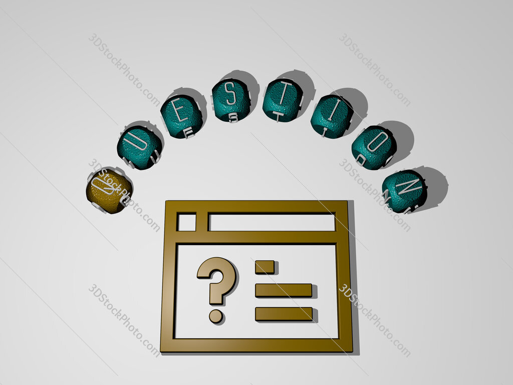 question icon surrounded by the text of individual letters