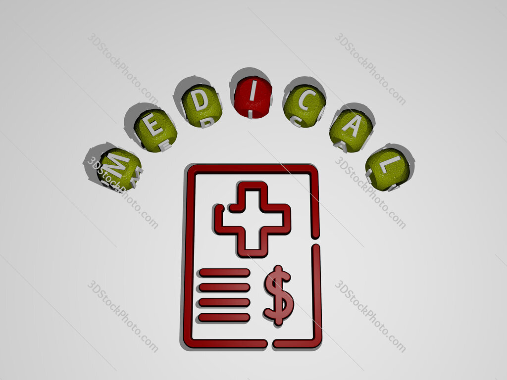 medical icon surrounded by the text of individual letters