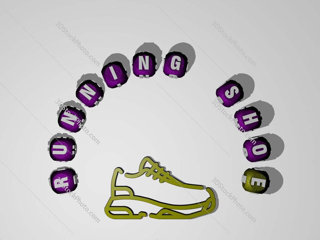running-shoe icon surrounded by the text of individual letters