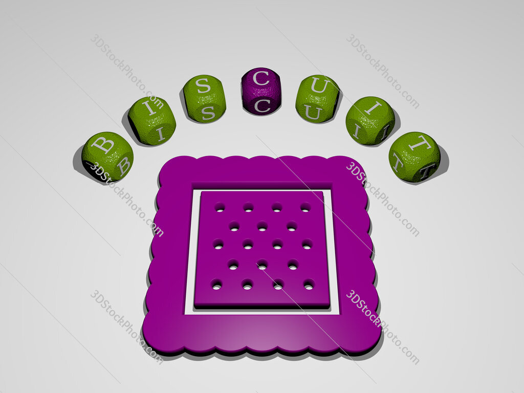 biscuit icon surrounded by the text of individual letters