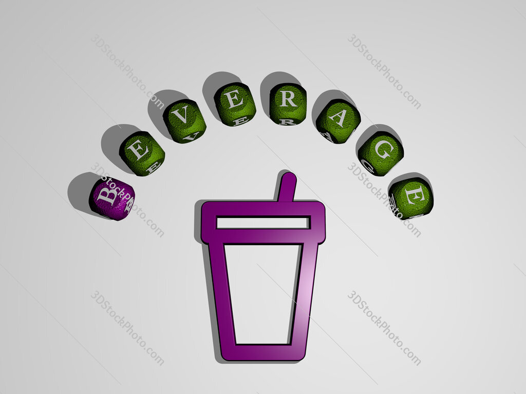 beverage icon surrounded by the text of individual letters