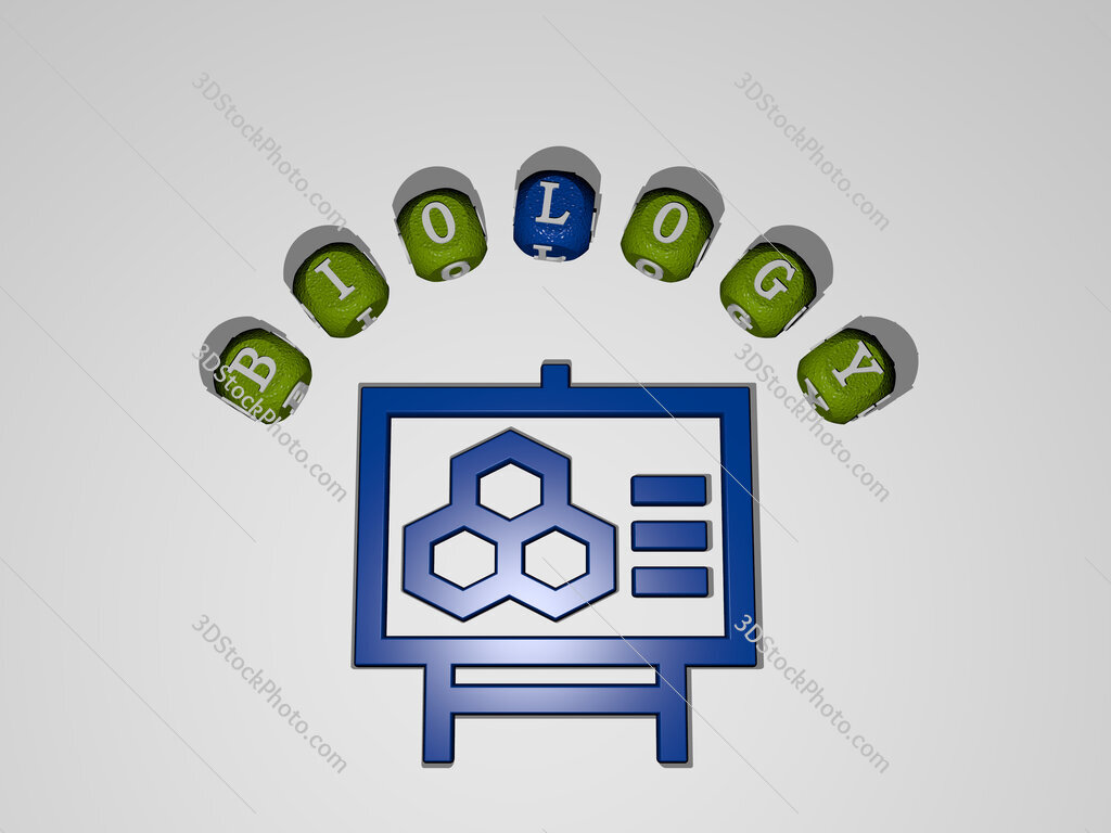 biology icon surrounded by the text of individual letters