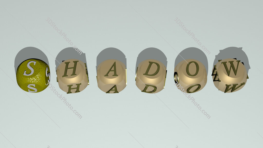 shadow text of cubic individual letters