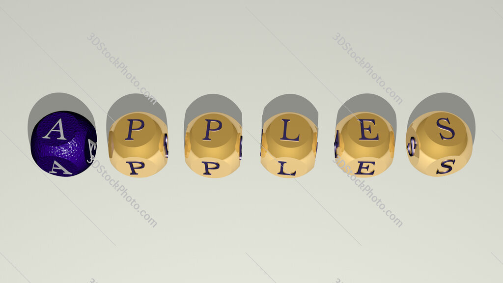 apples text of cubic individual letters