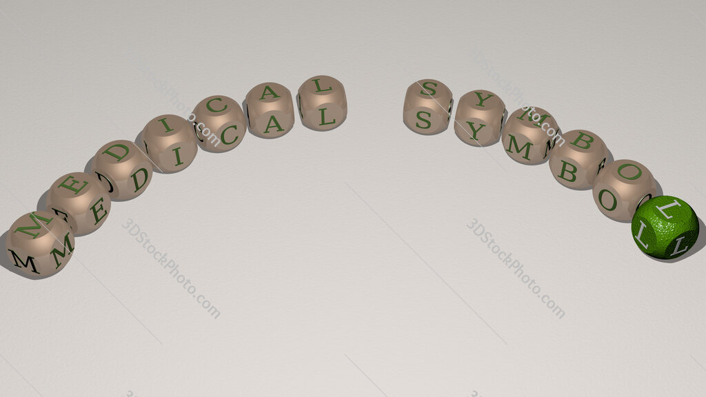 medical symbol text of dice letters with curvature