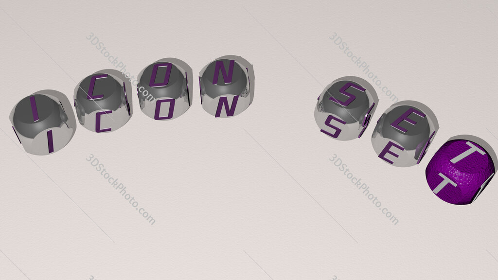icon set text of dice letters with curvature