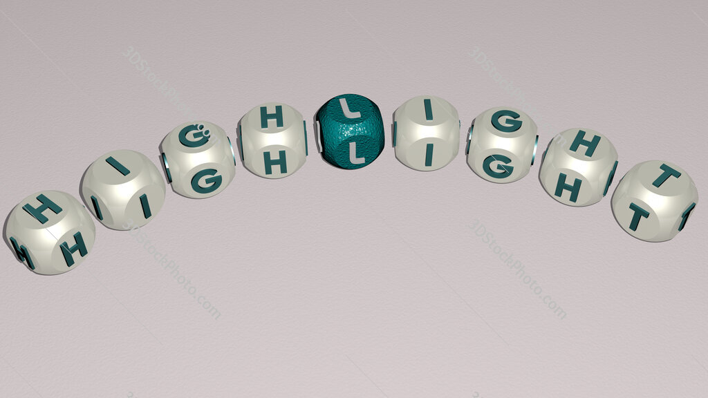 highlight text of dice letters with curvature
