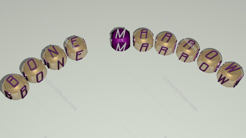bone marrow text of dice letters with curvature