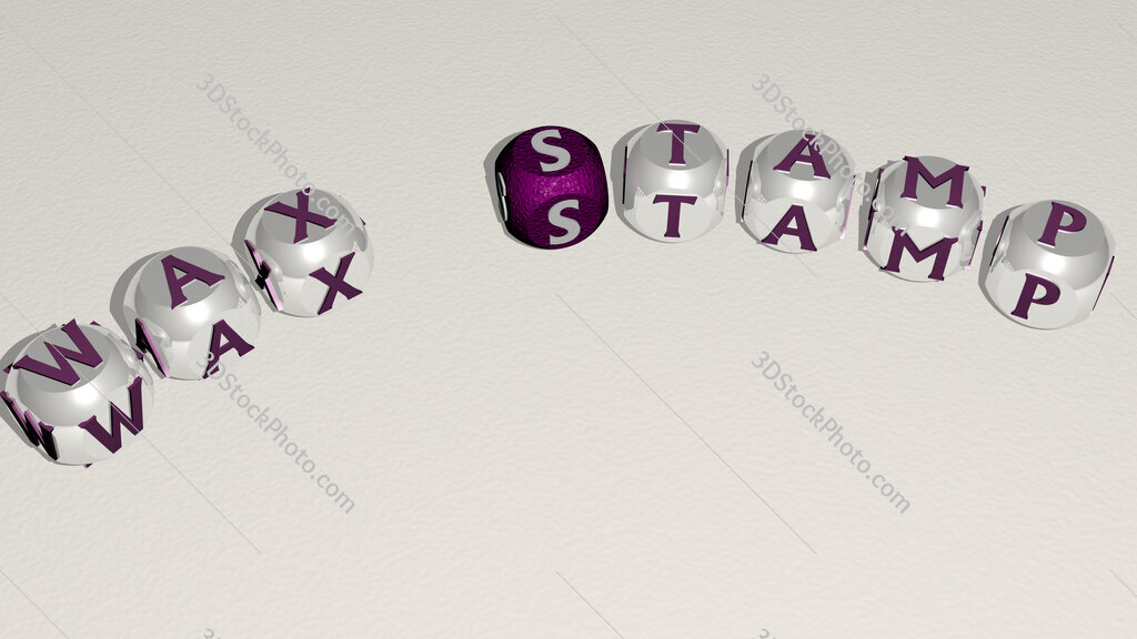 wax stamp text of dice letters with curvature