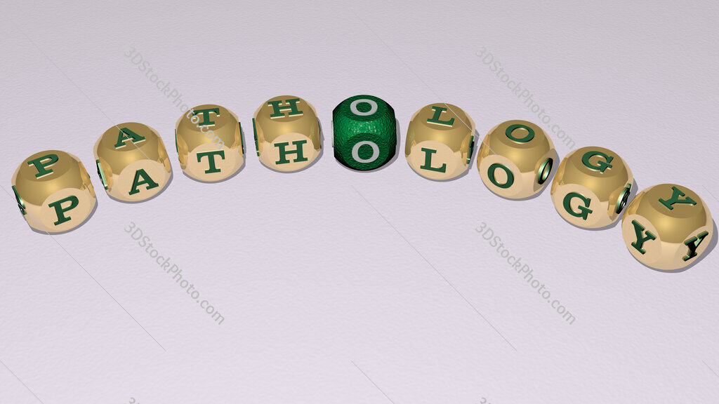 pathology text of dice letters with curvature