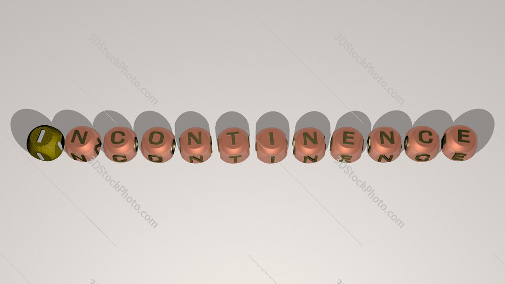 incontinence text by cubic dice letters