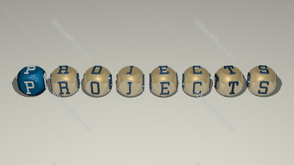 projects text by cubic dice letters