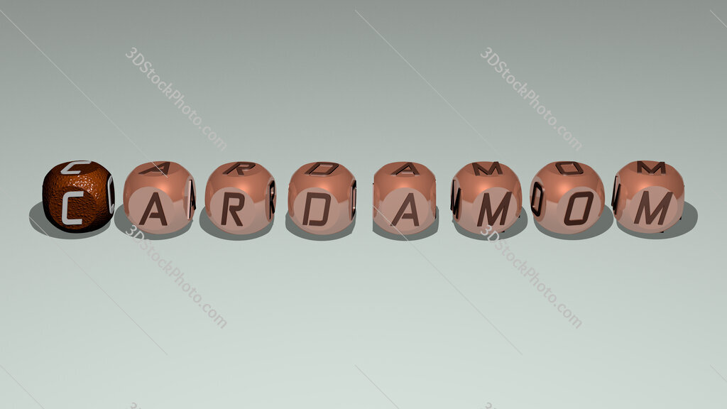 cardamom text by cubic dice letters