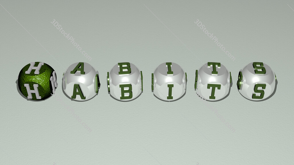 habits text by cubic dice letters
