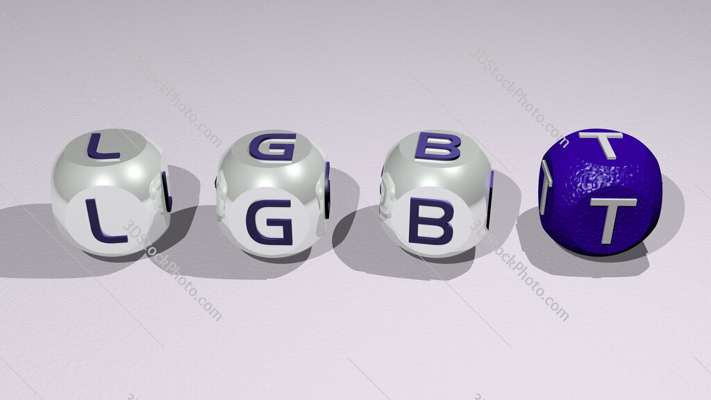 lgbt text of cubic individual letters