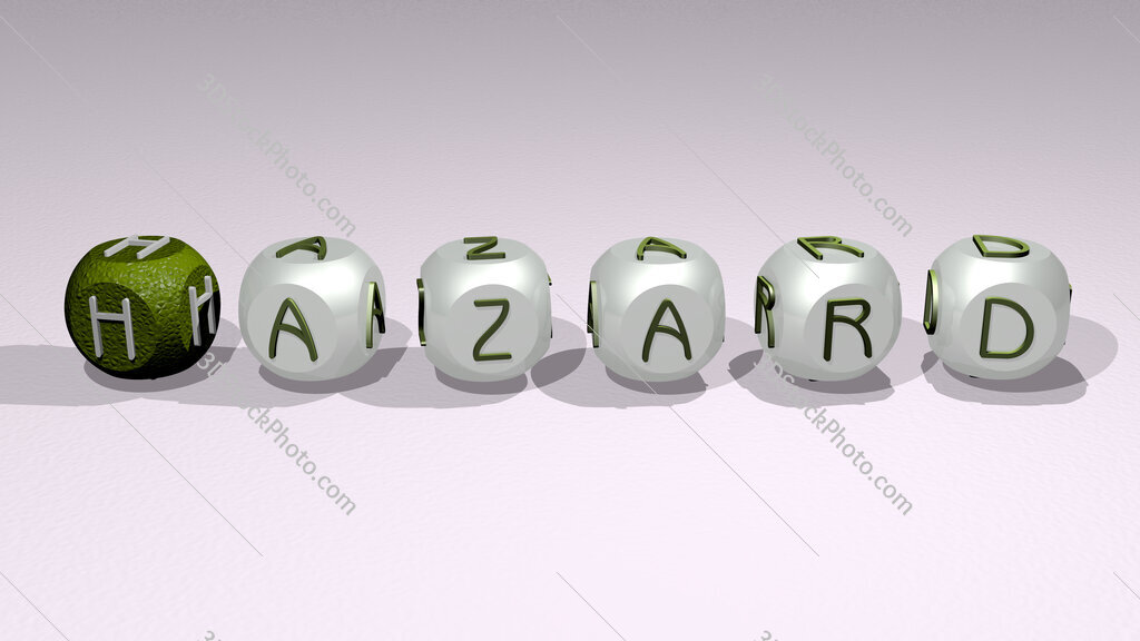 hazard text of cubic individual letters