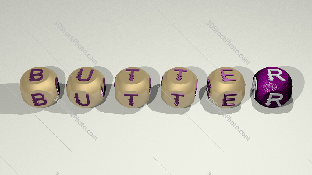 butter text of cubic individual letters