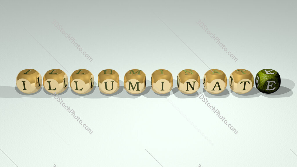illuminate text of cubic individual letters