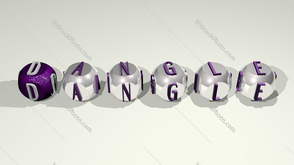 dangle text of cubic individual letters