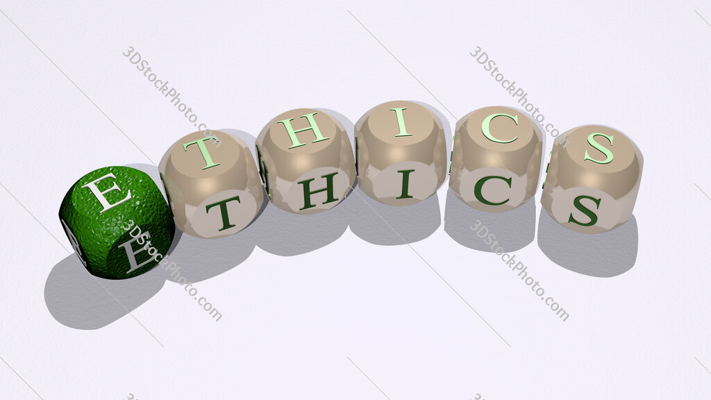ethics text of dice letters with curvature