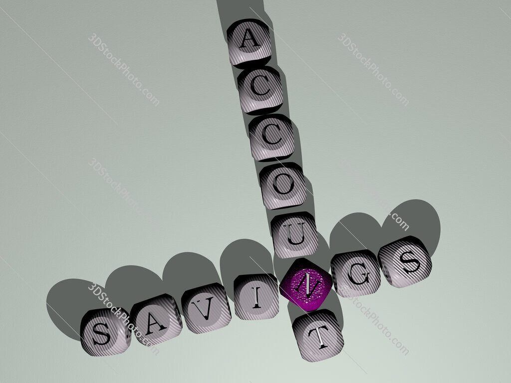 savings account crossword of dice letters in color