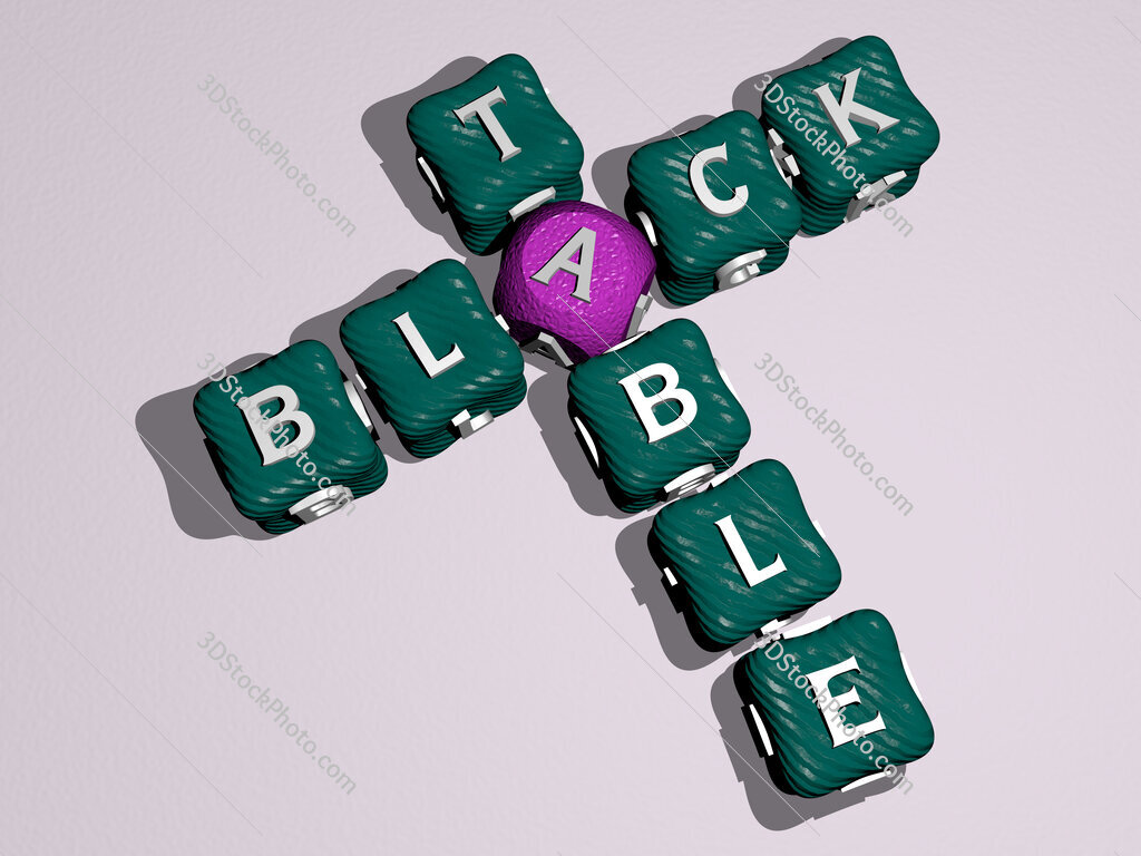 black table crossword of colorful cubic letters