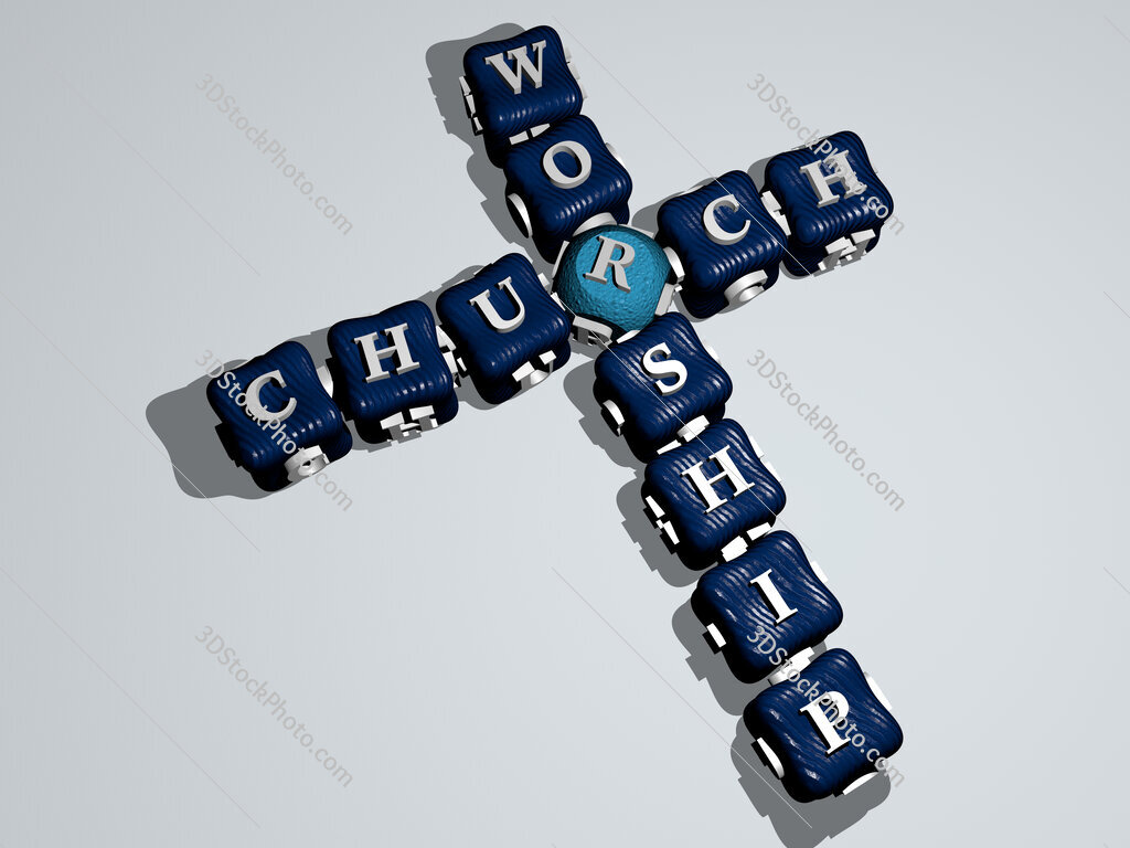 church worship crossword of colorful cubic letters