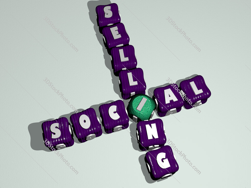 social selling crossword of colorful cubic letters