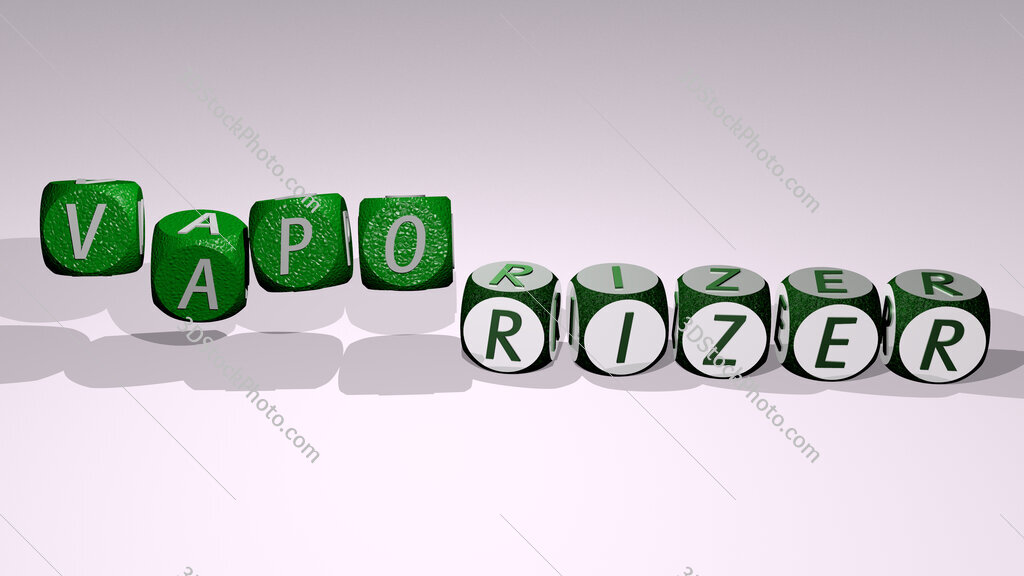 vaporizer text by dancing dice letters