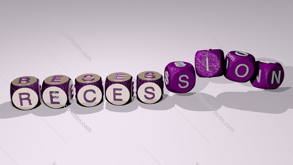 recession text by dancing dice letters