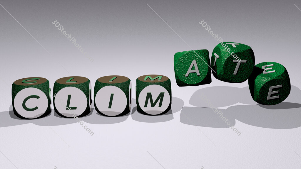 climate text by dancing dice letters