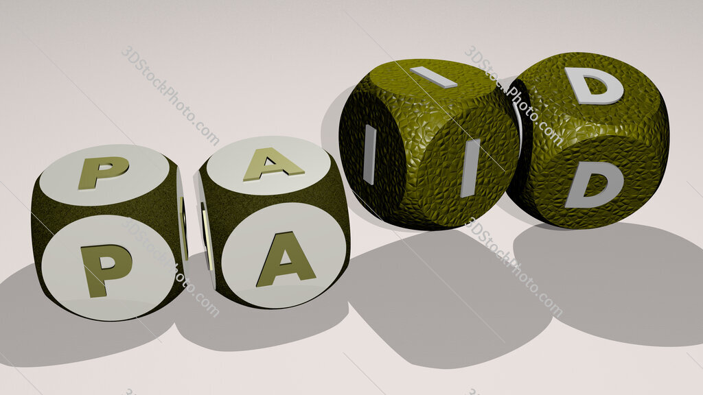 paid text by dancing dice letters
