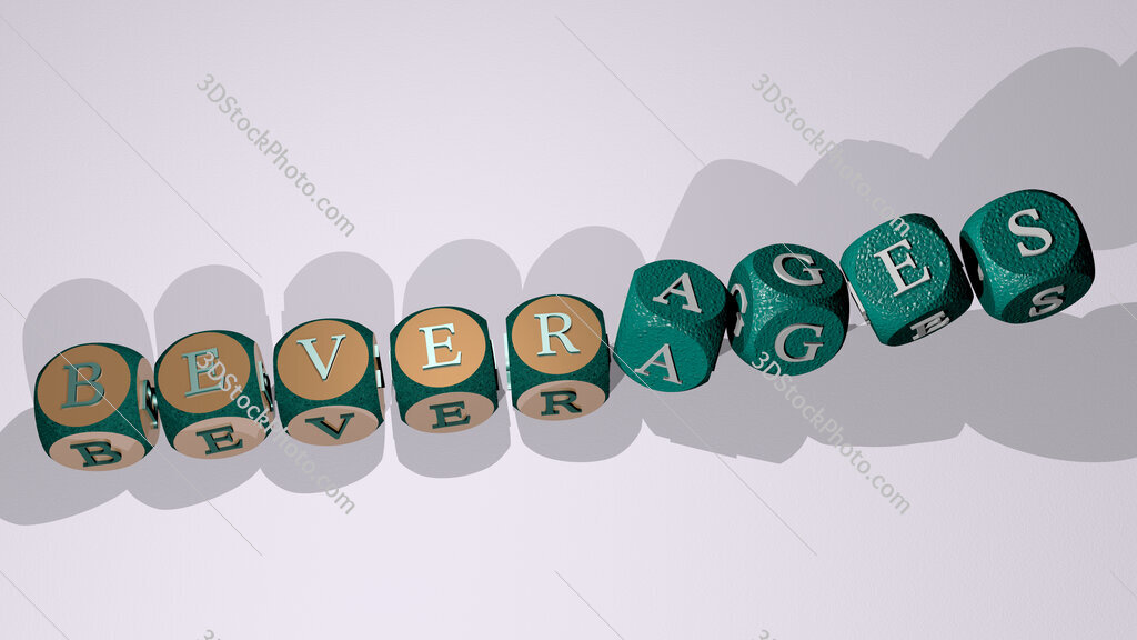 beverages text by dancing dice letters