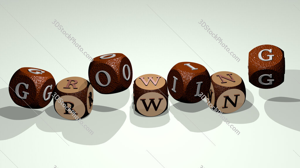 growing text by dancing dice letters