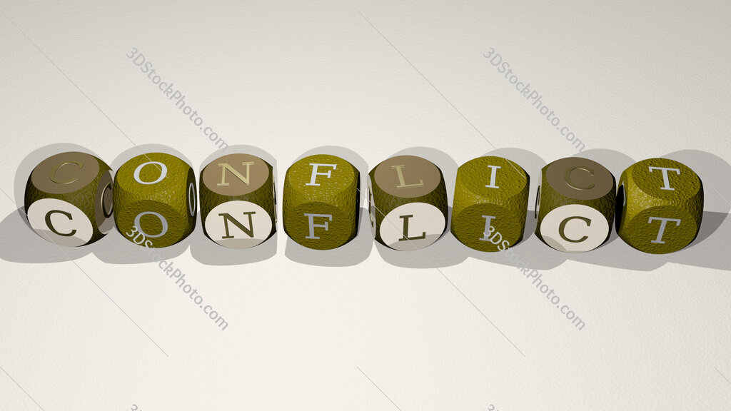 conflict text by dancing dice letters