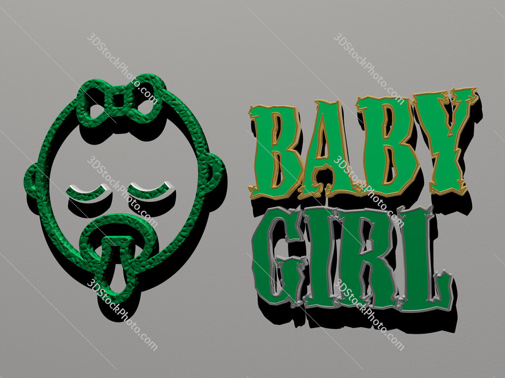 baby-girl icon and text on the wall